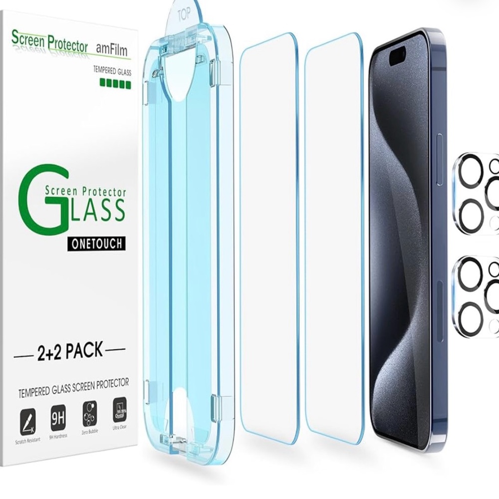 amFilm (2+2Pack) OneTouch Glass Screen Protector 📱